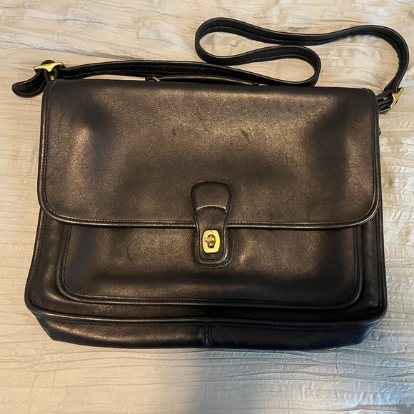 Vintage Coach 5180 Navy Leather Briefcase - Picture 1 of 14